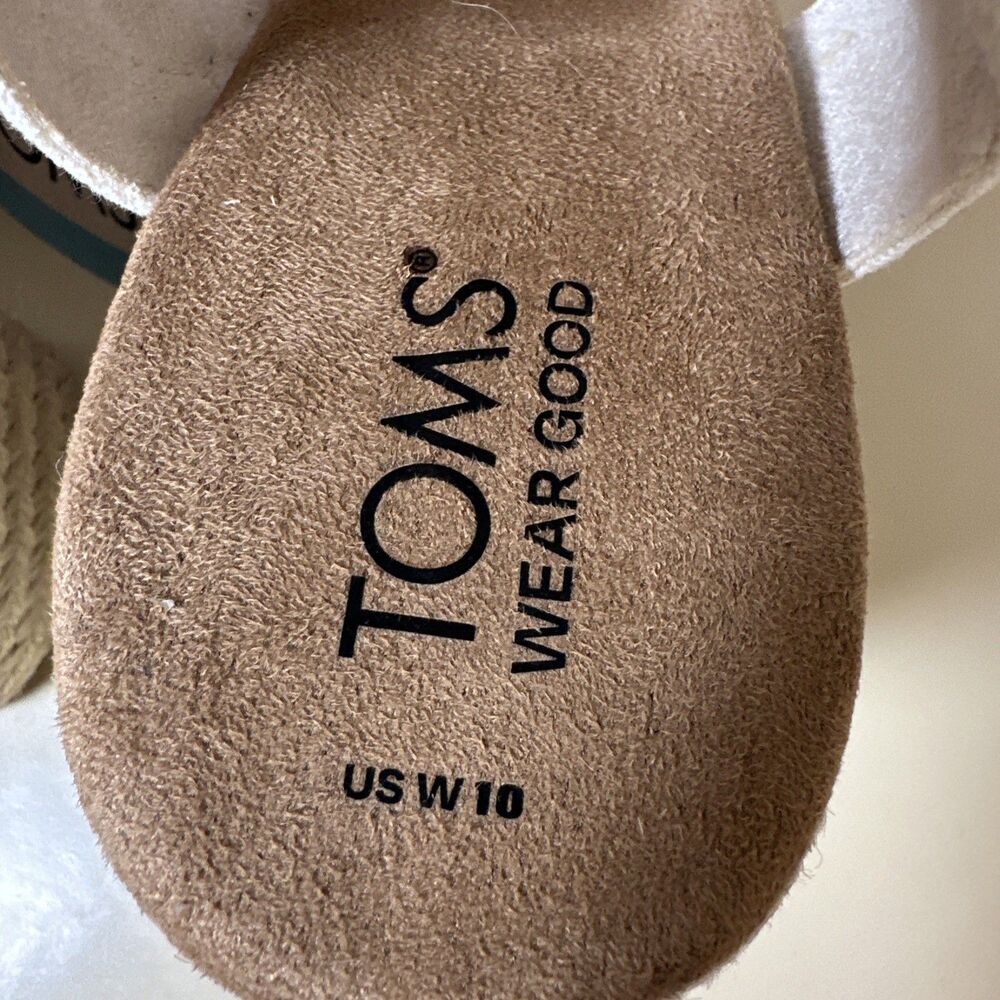 Toms Majorca Platform Espadrille Casual Block Heel Sandals White Canvas Sz 10 - Picture 6 of 12